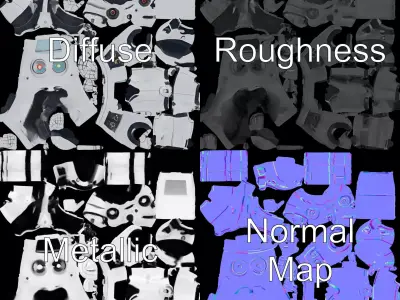 Retro Futuristic Robot Model Pack Low-poly 3D model