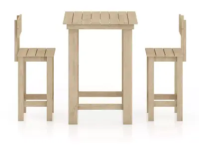 Wooden Table and Chairs 3D model
