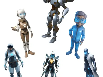 Futuristic Robot Character Pack 3D print model