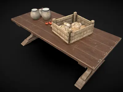 Medieval Market-Table Free 3D model