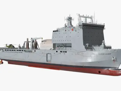  RFA Cardigan Bay Landing Ship with AW 101 Merlin Helicopter 