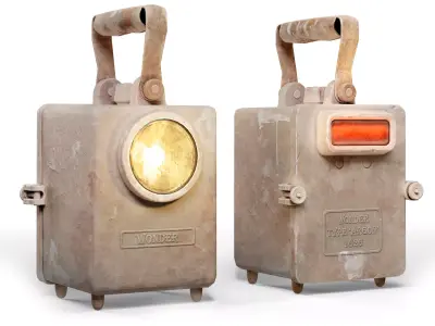 Old retro dirty damaged wonder lamp flashlight da1 Low-poly 3D model