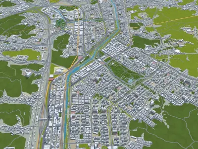 Seongnam si Gyeonggi do South Korea 20km Low-poly 3D model