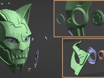 CYBER CAT v2 -  sci fi mask - digital STL FILE for 3D-PRINTING 3D print model