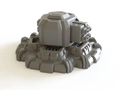 Sci fi turret emplacement 02 for tabletop scenery 3D print model