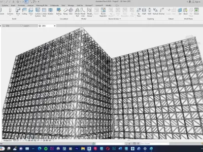 Roster wall design curtain wall facade revit family type R-01 3D model