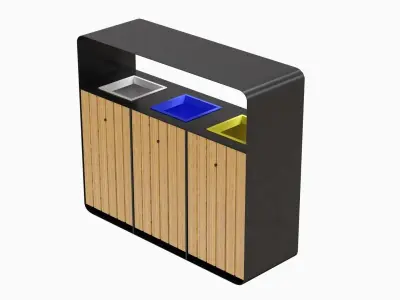 HANKO Outdoor Waste Recycling Bin with 3 Removable Compartments 3D model