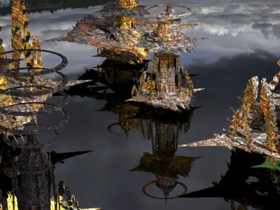 Cyberpunk Fire Burning city  Low-poly 3D model