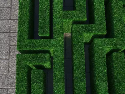Rectangular Maze With Grass 3D model