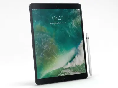 iPad Pro 10-5 2017 Space Gray with Pencil Low-poly 3D model