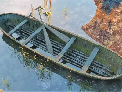 River Landscape and Boat 3D model