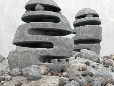 Flower bed of stones 3D model