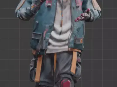 Cyberpunk Street Operative  Low Poly Rigged Character Game Ready Low-poly 3D model