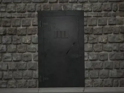 metal prison door Low-poly 3D model