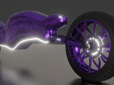 Black Panther  Unmanned Motorcycle Low-poly 3D model