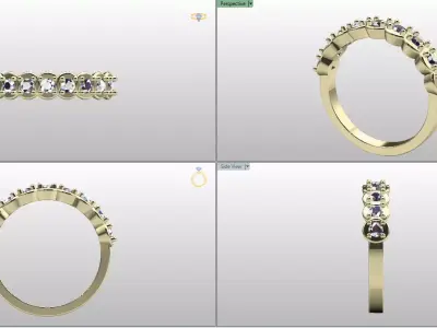 Sparkling Half Eternity Ring  Model RJ 87 3D print model