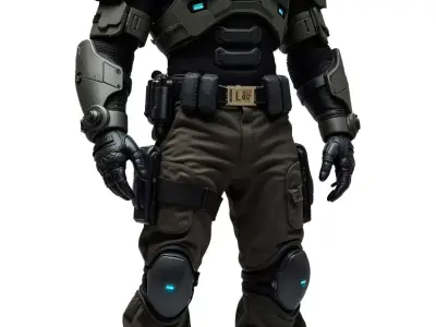 Futuristic Armored Soldier with Tactical Gear 3D model