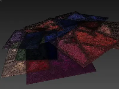 Carpet pile of different colored squares 3D model
