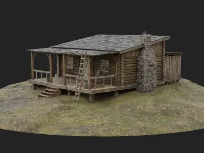  Log Cabin Fully Modeled Interior and Exterior 