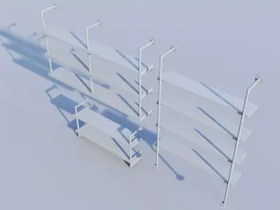 Wall Mounted Floating Pipe Shelf Collection 3D model