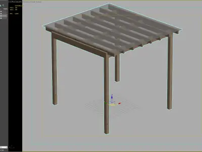 Wooden Pergola with Transparent Polycarbonate Roof 3D model