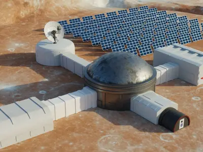 Martian base 3D model Low-poly 3D model