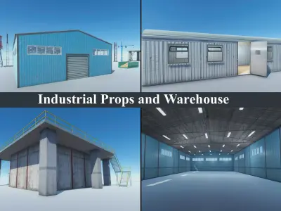 Industrial Props and Warehouse Low-poly 3D model