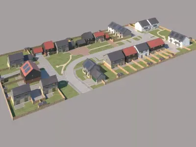 Typical  peaceful UK modern suburb neighbourhood 3D model