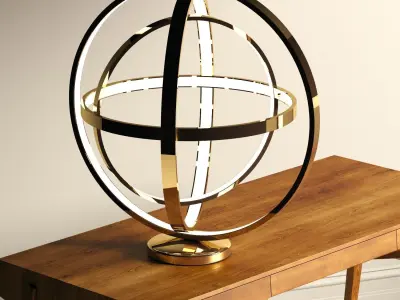 lampshade table lamp with globe in middle Low-poly 3D model