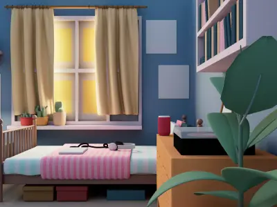 Little Bedroom Low-poly 3D model