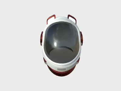 Astronaut Helmet B02 White Red - Character Design Fashion Low-poly 3D model