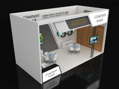 Booth Exhibition Stand Stall 4X8m Height 450 cm 1 Side Open 3D model