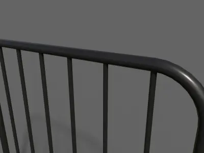 PBR Pedestrian Guard Rail Black V2 Low-poly 3D model