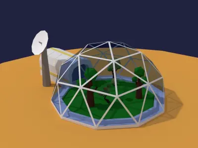 Low Poly Sci Fi Greenhouse Low-poly 3D model
