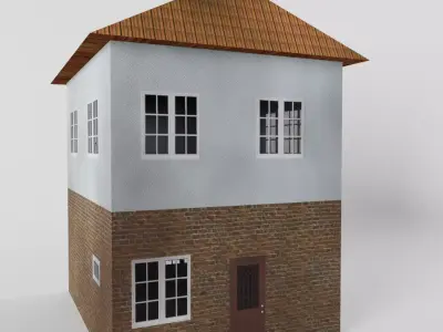 Low-poly Two-floor House Low-poly 3D model