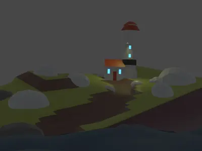 LightHouse island with Free low-poly 3D model