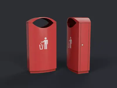 Street Trash Can 11 PBR Game Ready Low-poly 3D model