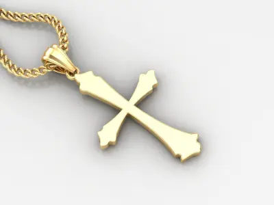 Light Gold 18K Cross Pendant 1CP014 3D print model