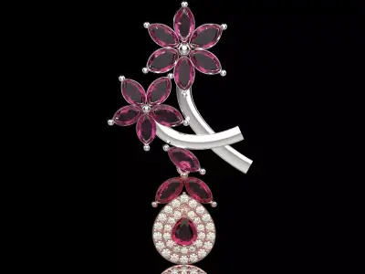Stl 3dm Pendant Ruby Diamond Flowers in the Hands of Art jp0317 3D print model
