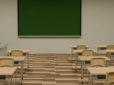 Japanese classroom Low-poly 3D model