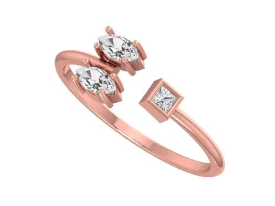 Three Stone Light Weight Band Ring 3D print model order