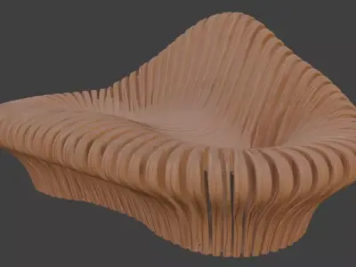 Wooden Park Bench 3D model