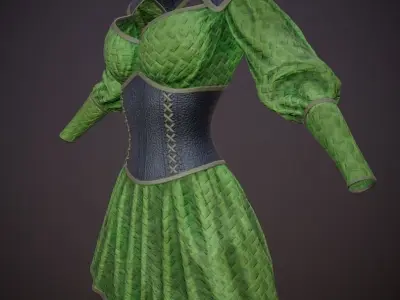 Dress with corset low poly 5 texture options Low-poly 3D model