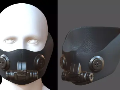 Gas mask helmet 3d model scifi Low-poly  Low-poly 3D model