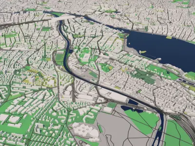 Zurich 25x25km City Map Model 3D model