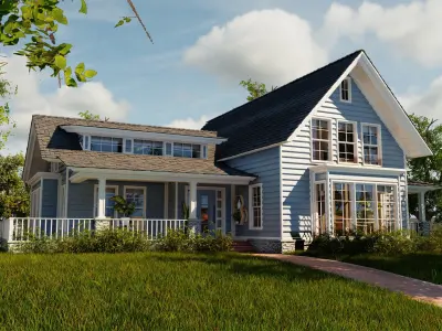  Classic style porch house with furniture 