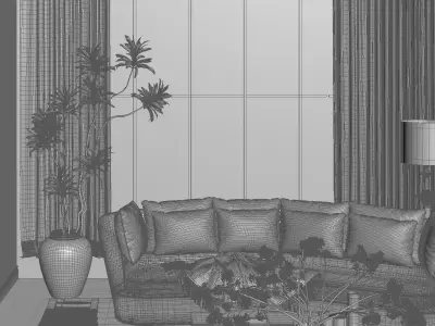 villa living room 3D model