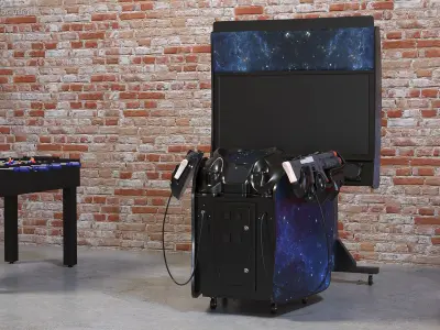  Space Arcade Game Machine Off State Rigged for Cinema 4D 