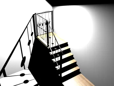Wooden stairs  Free 3D model