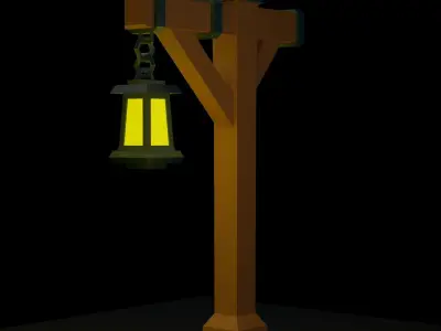 Cartoon Street Lamp Post Low-poly 3D model